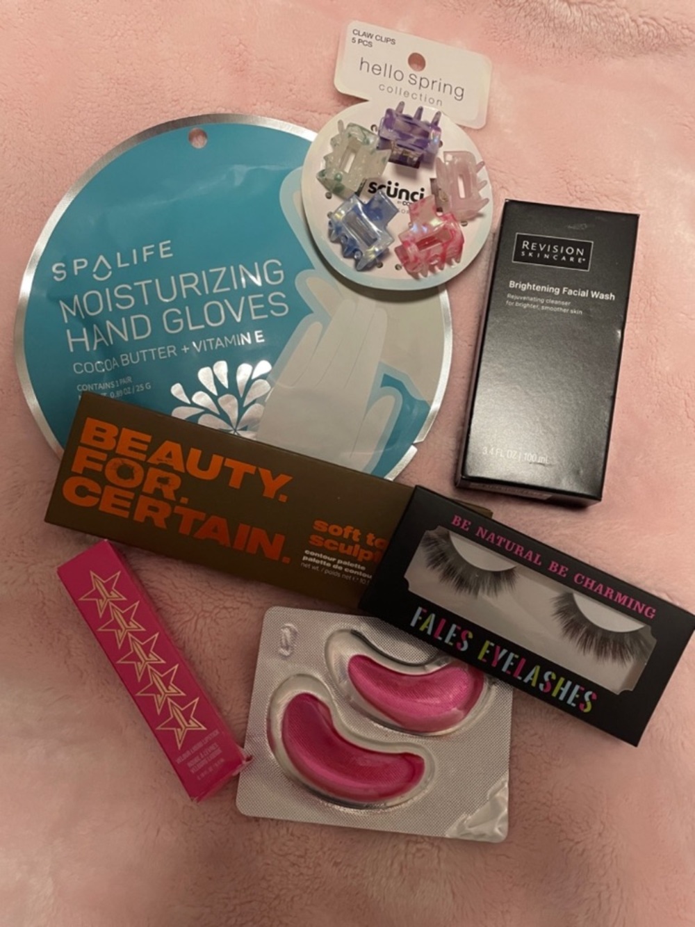 SpaLife 7-Pc Bundle Moisturizing Hand Gloves + Pink Eye Gel Pads